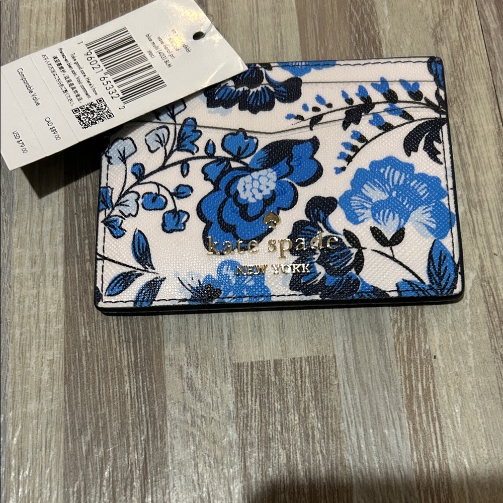 kate spade Blue and White Floral Card Holder